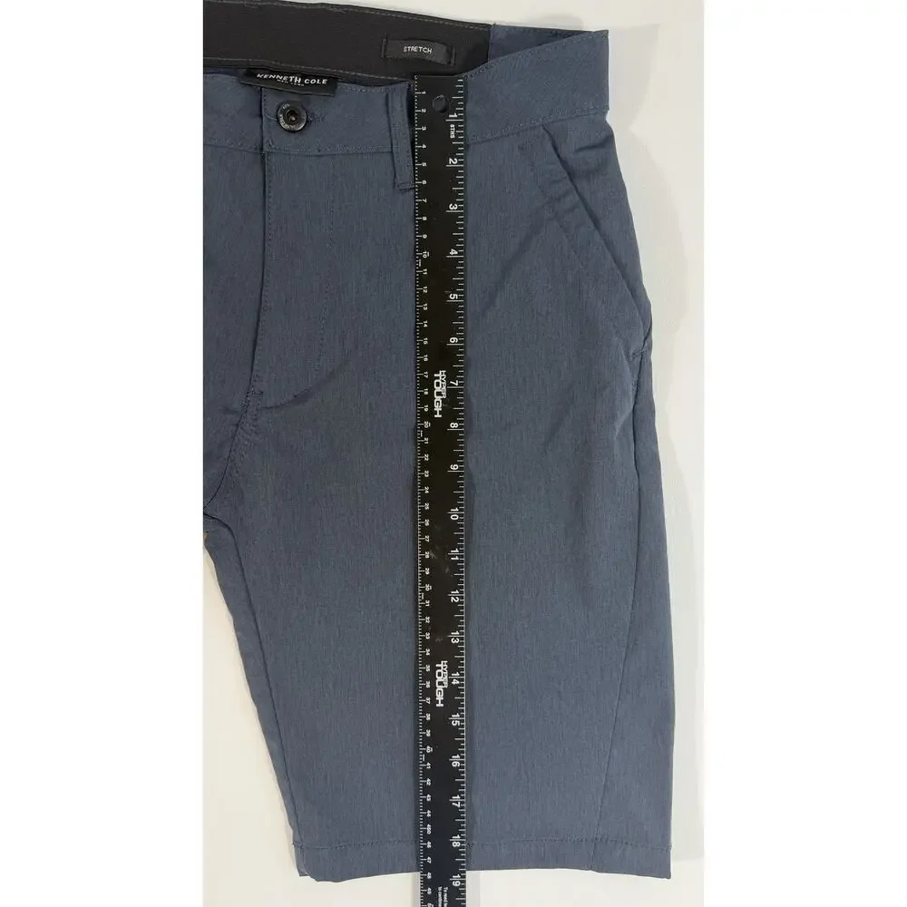 Kenneth Cole New York Men's Stretch Shorts Size 30 Slate Blue Tech Flat Front